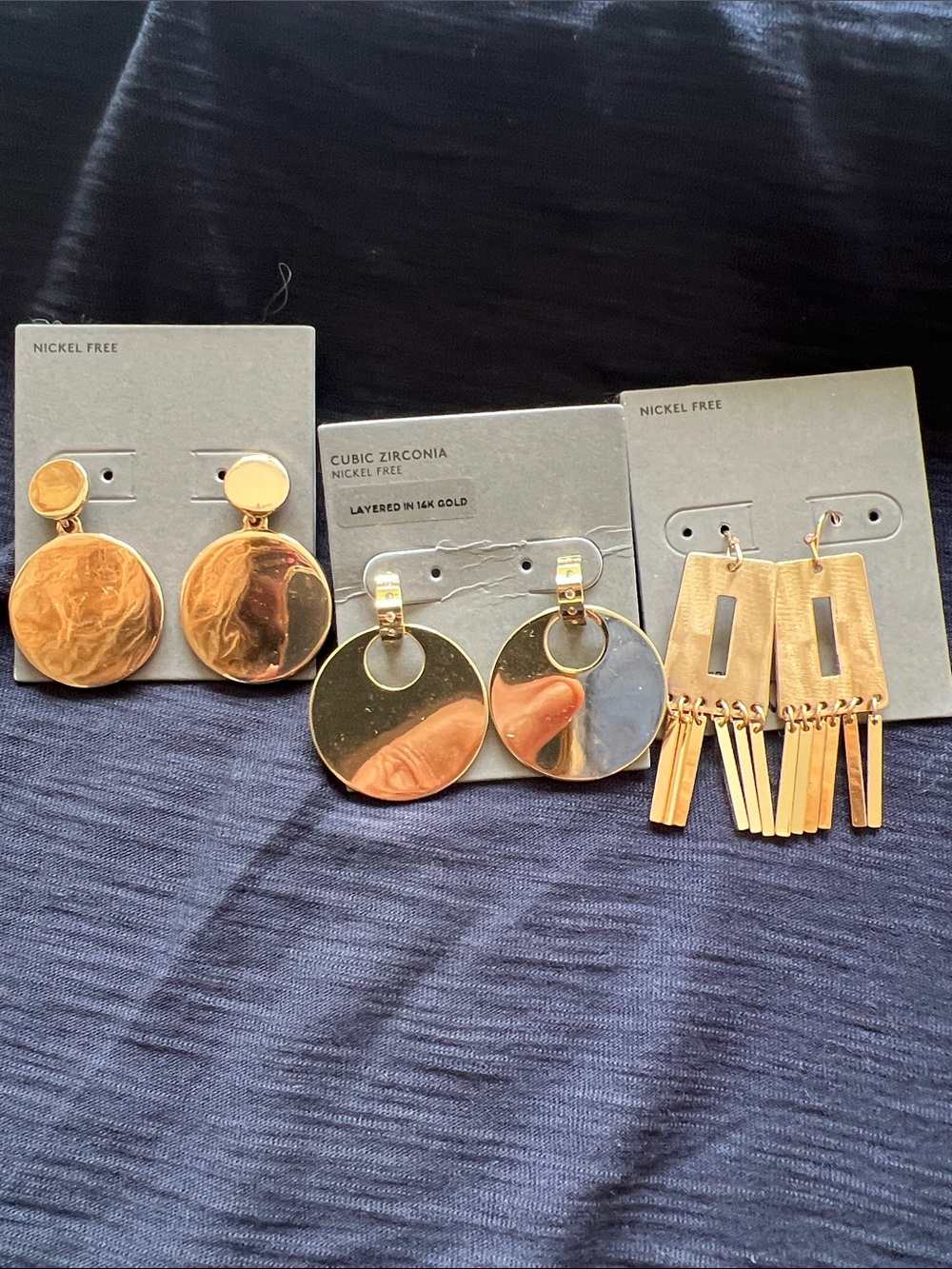 3 Nordstrom brand gold tone ear rings